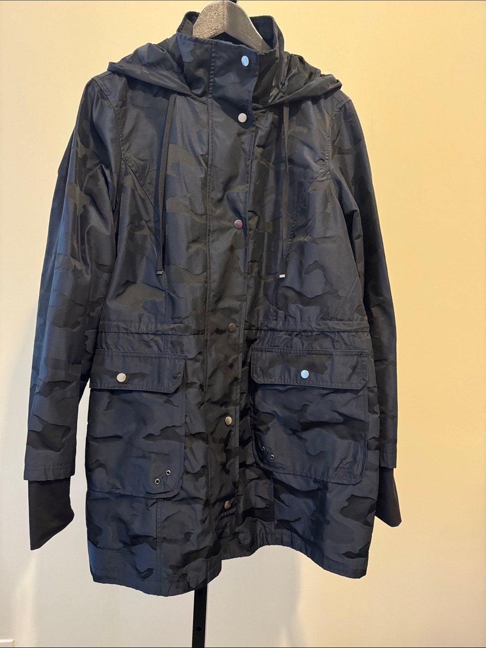 Athletic Works Dark Blue & Black Camo Hooded Utility Jacket